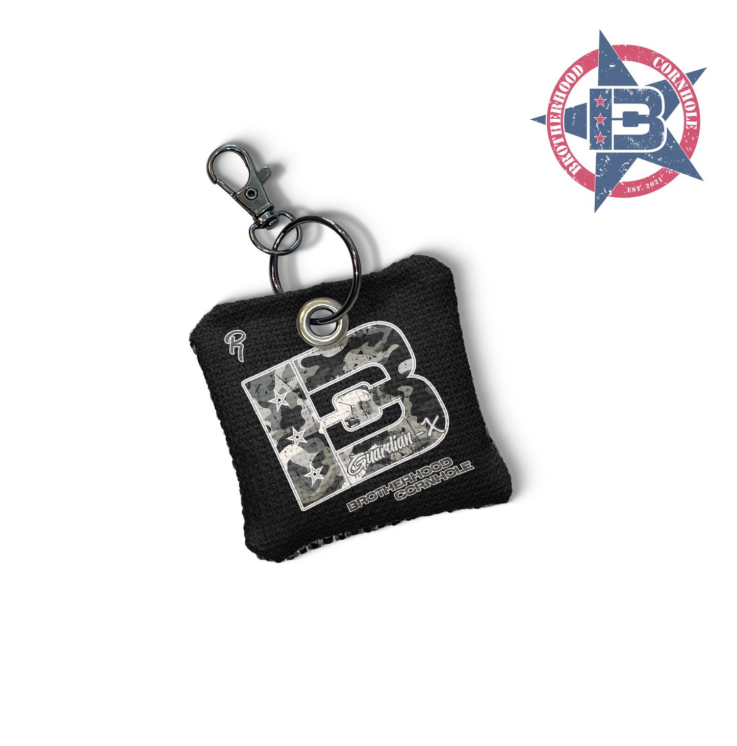 Brotherhood Cornhole Broadcast Black Camo Edition Key Chain