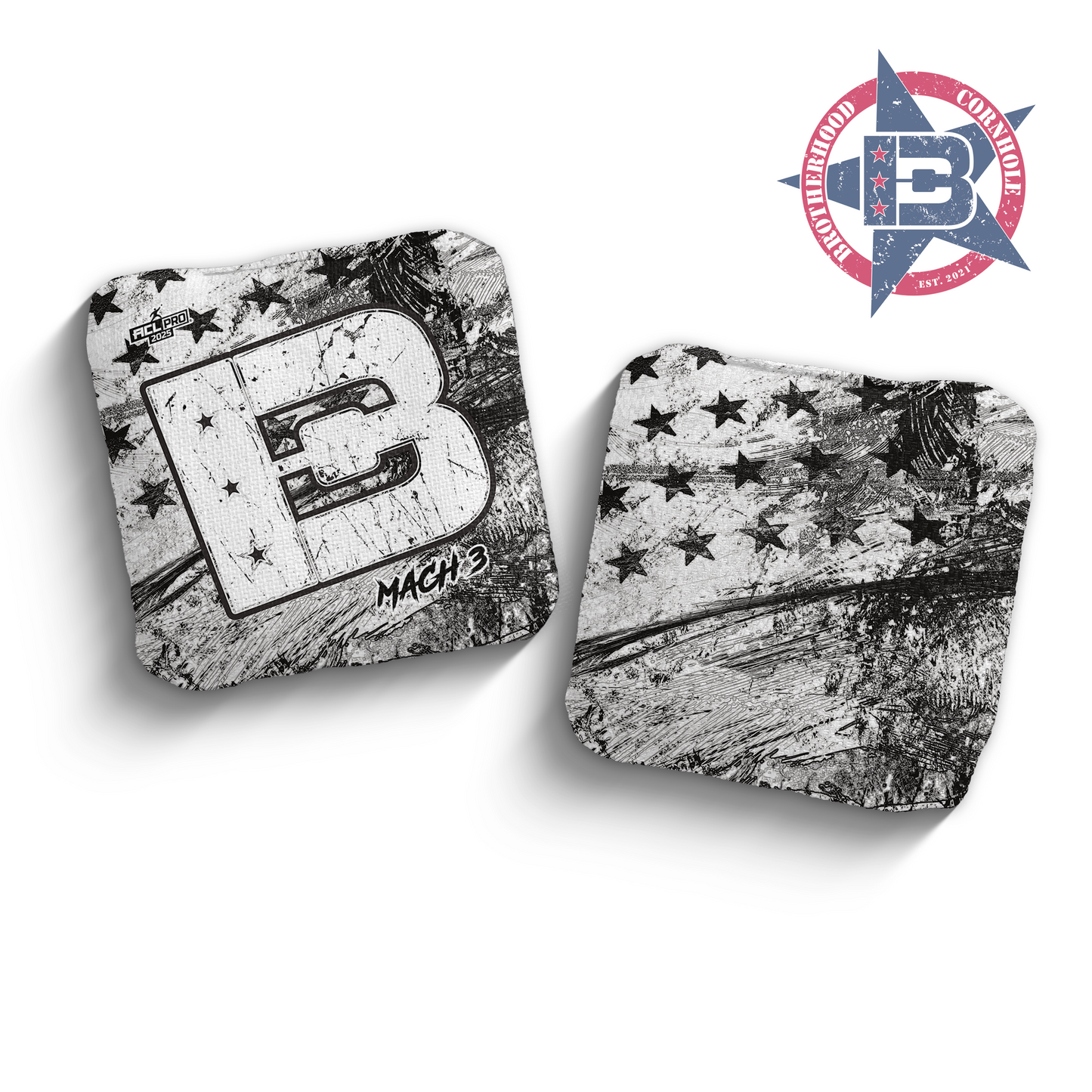 2025 Brotherhood Cornhole Mach 3 Grunge Flag Edition ACL Pro Stamped Cornhole Bags