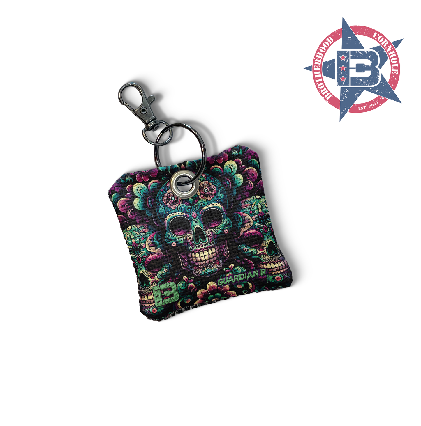 Brotherhood Cornhole Dia De Los Muertos Skull Trio Key Chain