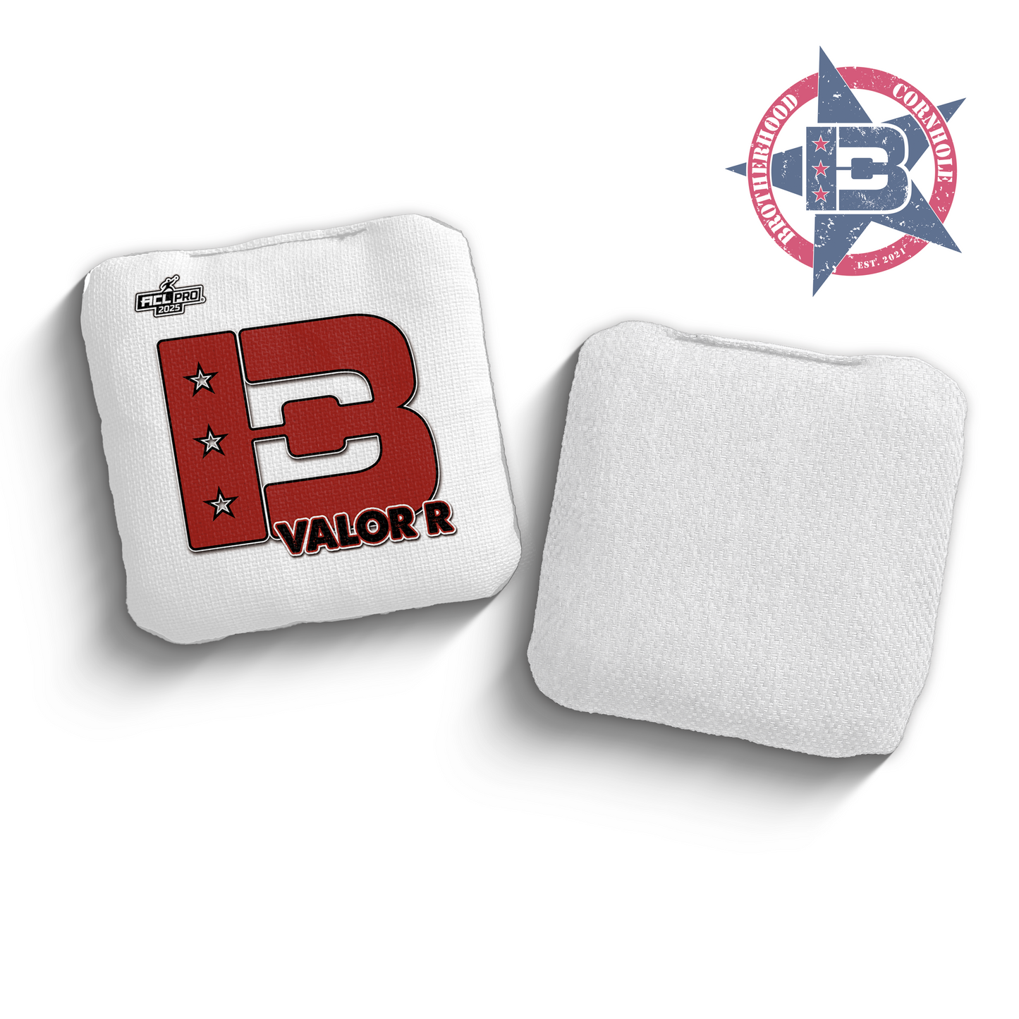 2025 Brotherhood Cornhole Valor White Broadcast Edition ACL Pro Stamped Cornhole Bags