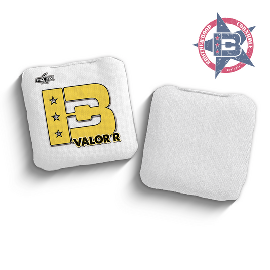 2025 Brotherhood Cornhole Valor White Broadcast Edition ACL Pro Stamped Cornhole Bags