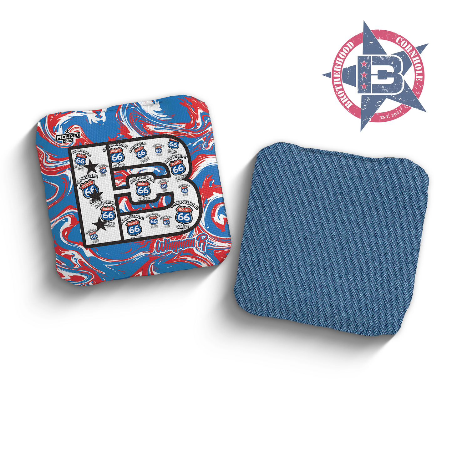 2025 Brotherhood Cornhole Wingman Route 66 Collaboration ACL Pro Stamped Cornhole Bags