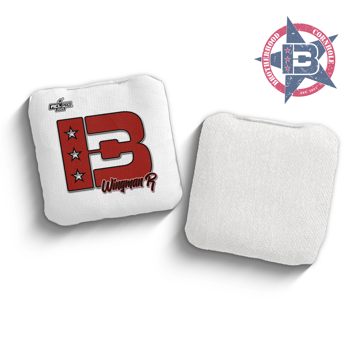 2025 Brotherhood Cornhole Wingman White Broadcast Edition ACL Pro Stamped Cornhole Bags